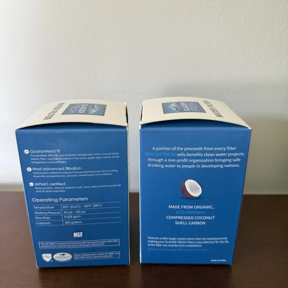2 GLACIER FRESH GF-MWF Refrigerator Water Filter. New Sealed.
